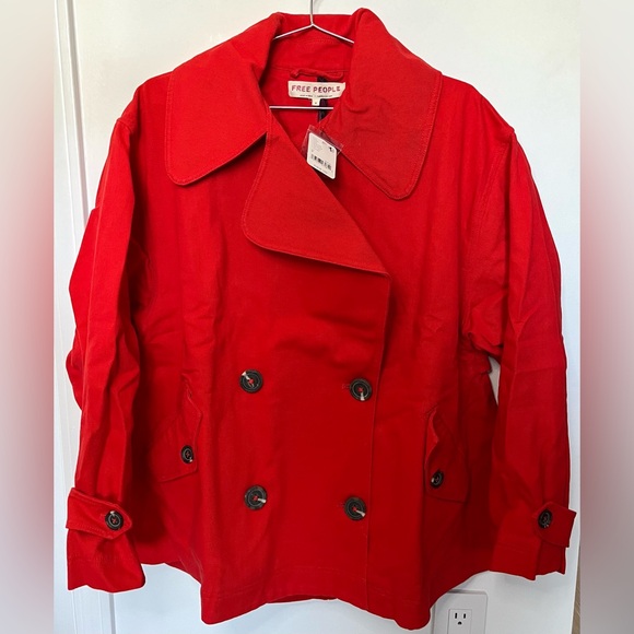 Free People NWT Highlands Solid Peacoat in High Risk Red - Picture 6 of 10